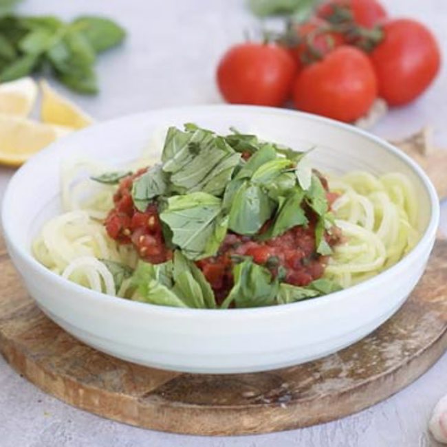 Cucumber Noodles w Tomato Sauce